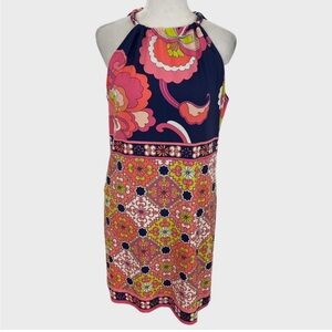 Trina Turk Navy and Pink Floral Mini Dress